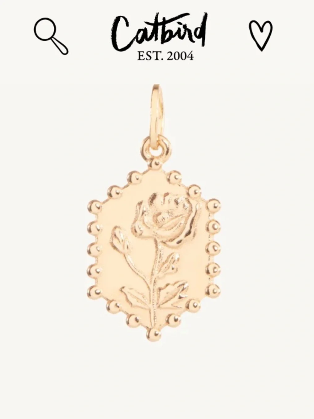 Catbird Flower Poem Charm 14K Yellow Gold Poppy flower charm